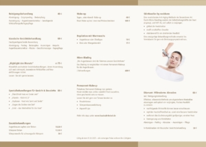 Preisliste 2025 - hautnah - Seite innen / hinten